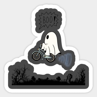 Cyclist Ghost Halloween Sticker